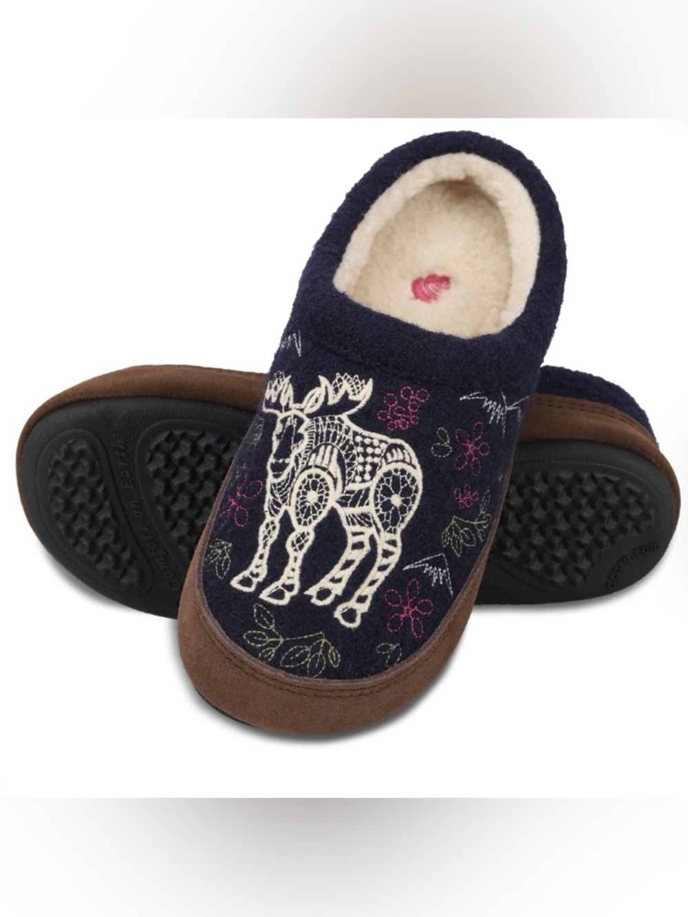 Acorn Navy Embroidered Slip-On Slipper Size 8/9 - Picture 6 of 16
